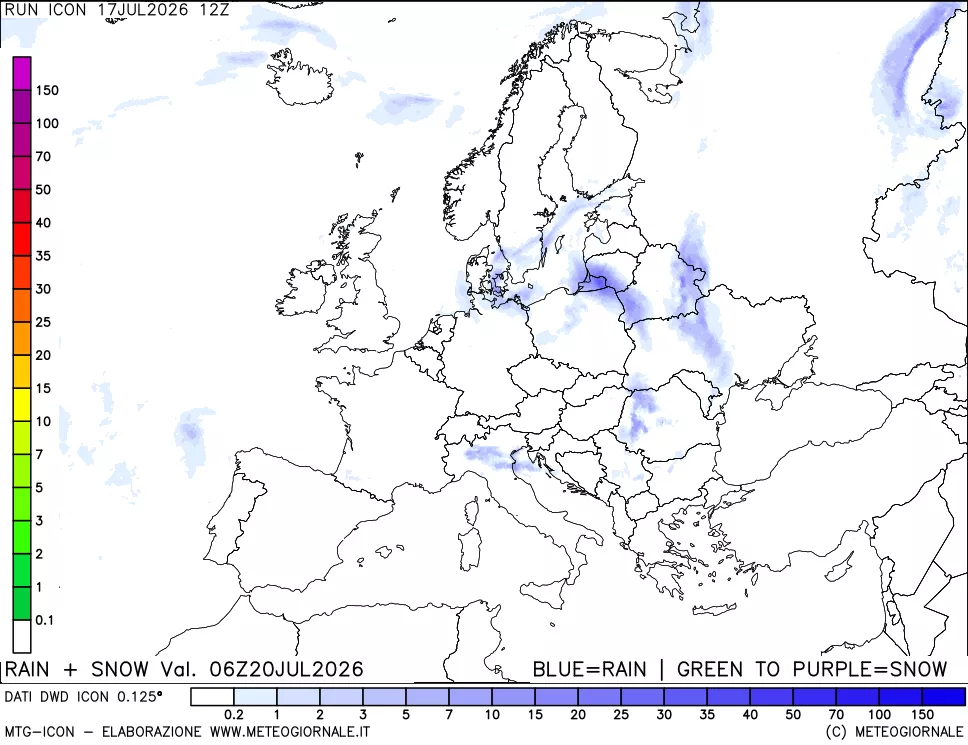 mappa Precipitazioni totali e nevose