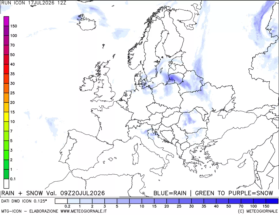 mappa Precipitazioni totali e nevose