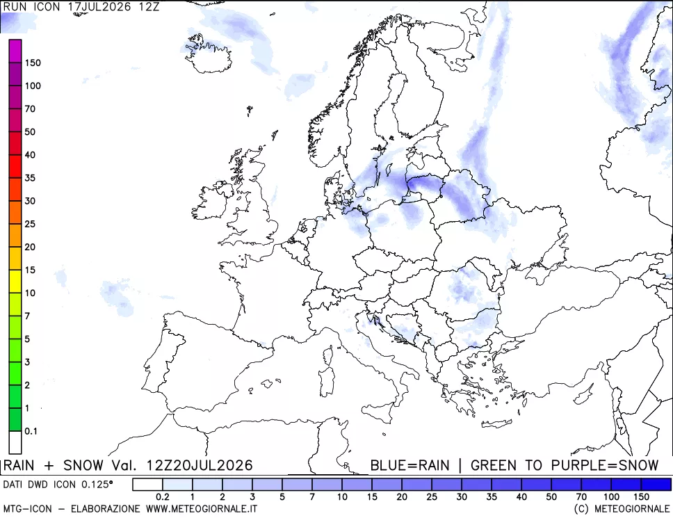 mappa Precipitazioni totali e nevose