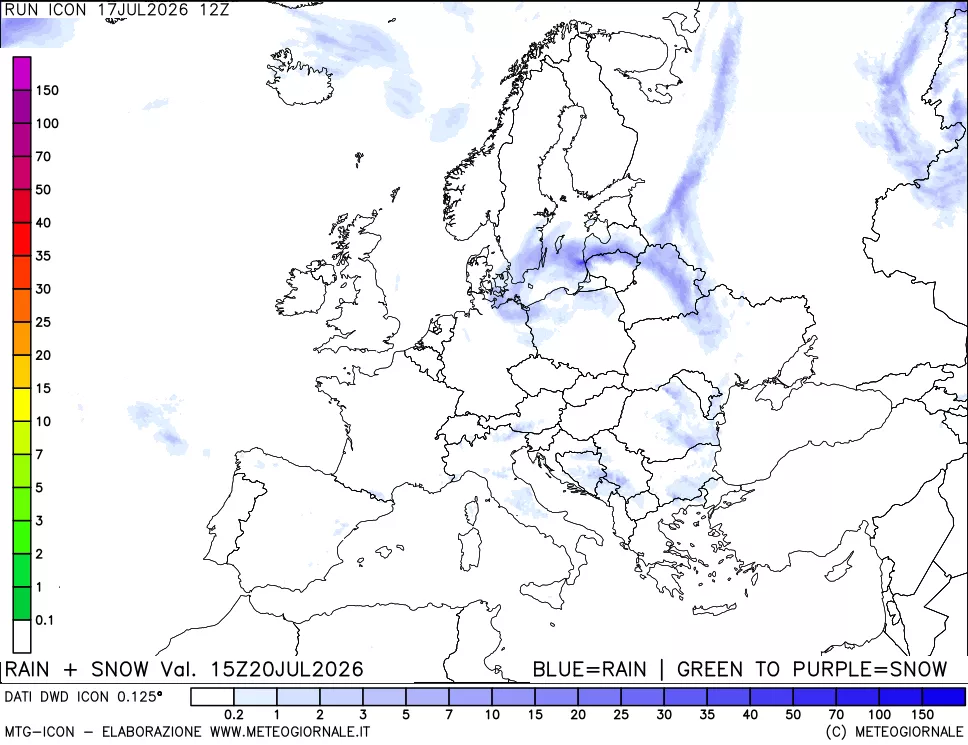mappa Precipitazioni totali e nevose