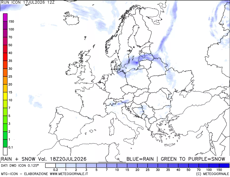 mappa Precipitazioni totali e nevose