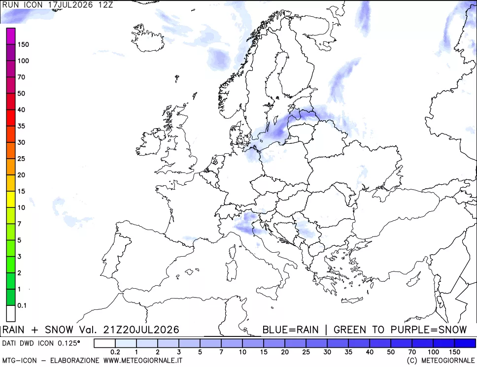 mappa Precipitazioni totali e nevose