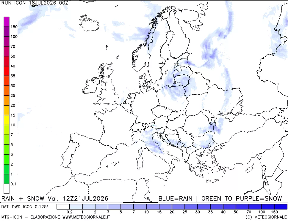 mappa Precipitazioni totali e nevose