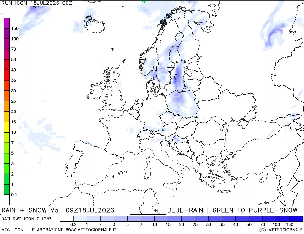mappa Precipitazioni totali e nevose