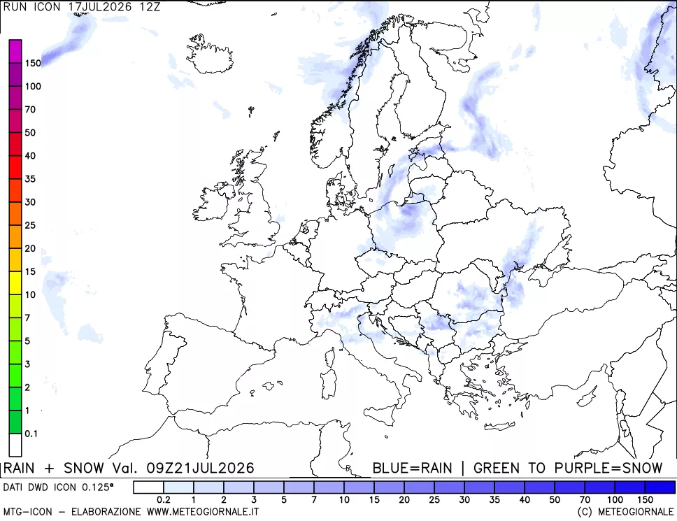 mappa Precipitazioni totali e nevose