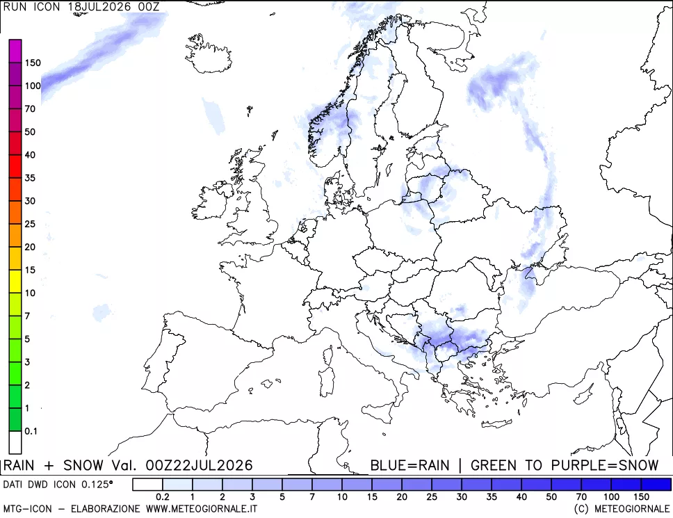 mappa Precipitazioni totali e nevose