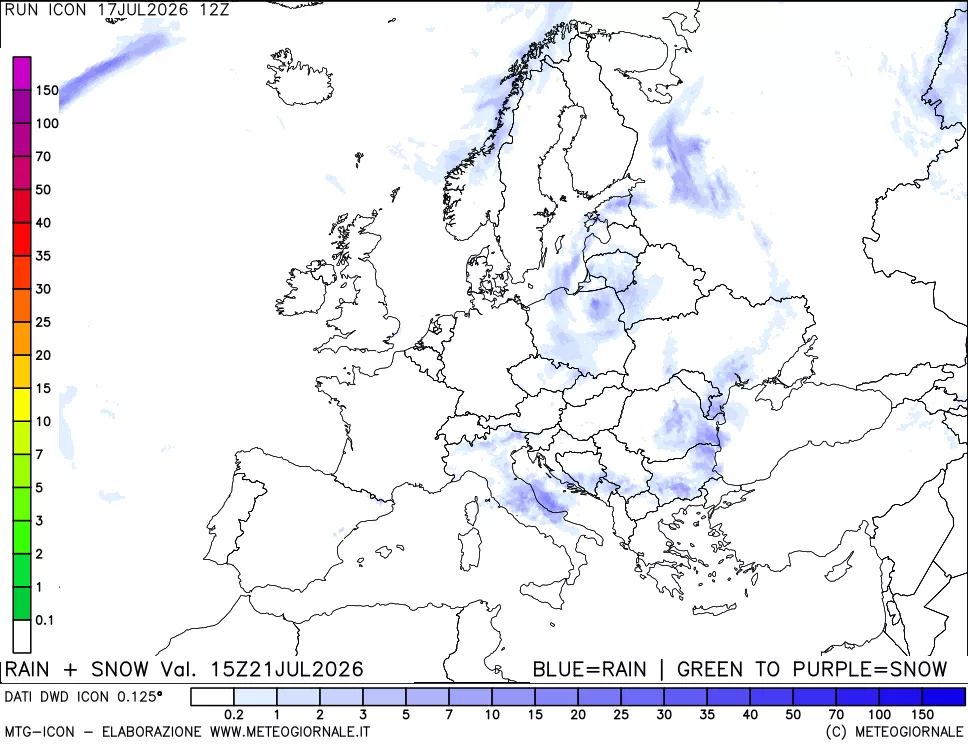 mappa Precipitazioni totali e nevose