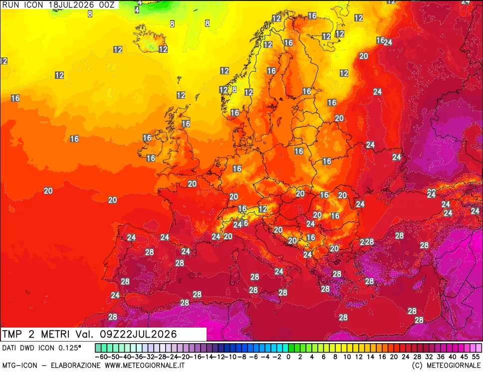 mappa Temp 2 metri