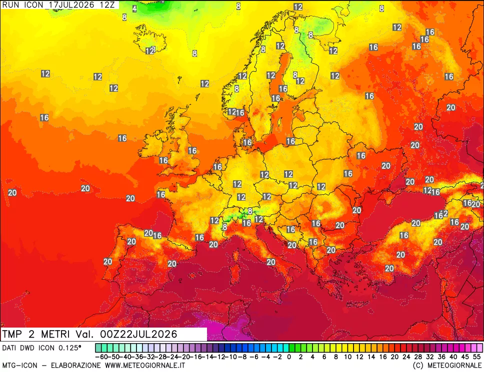 mappa Temp 2 metri