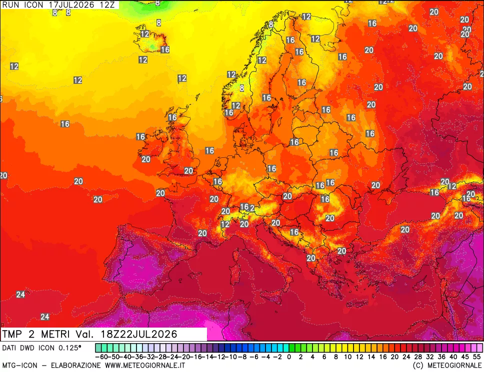mappa Temp 2 metri