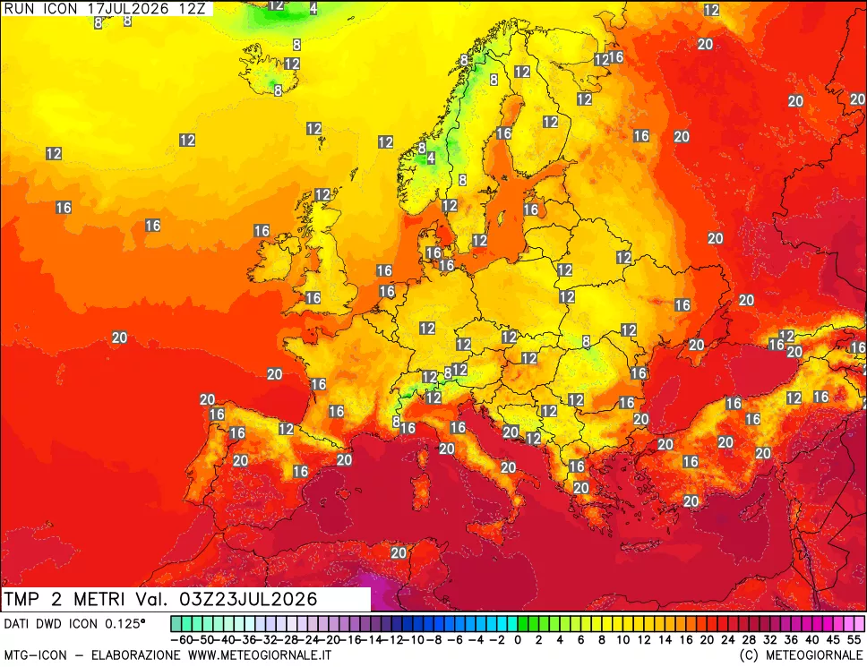 mappa Temp 2 metri