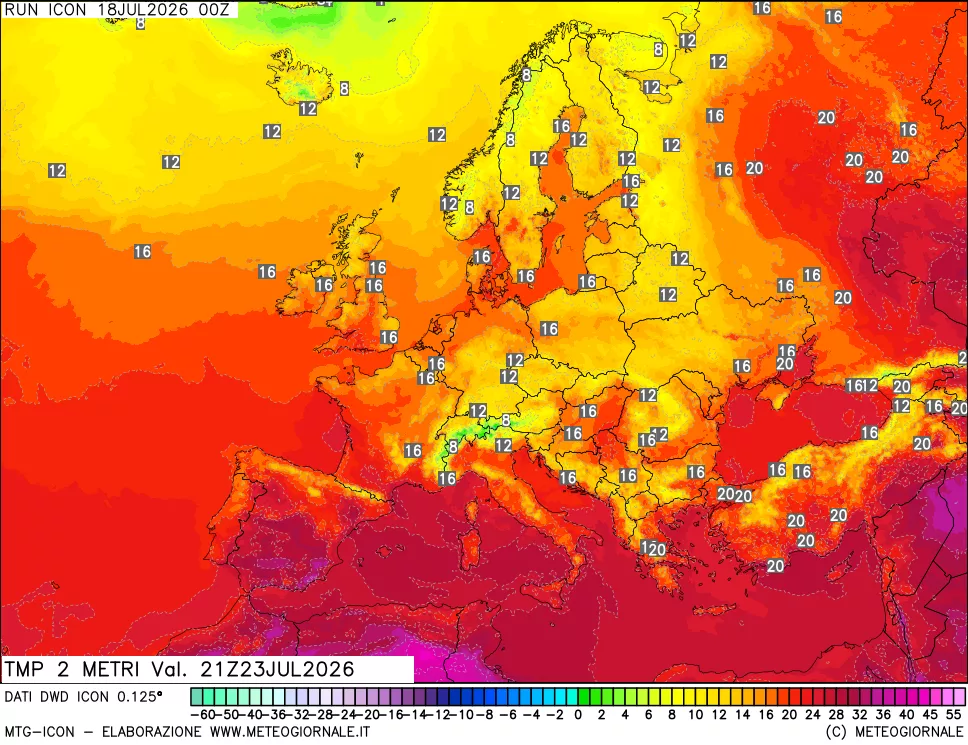 mappa Temp 2 metri