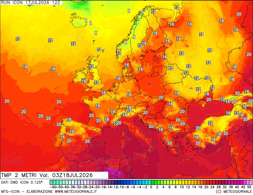 mappa Temp 2 metri