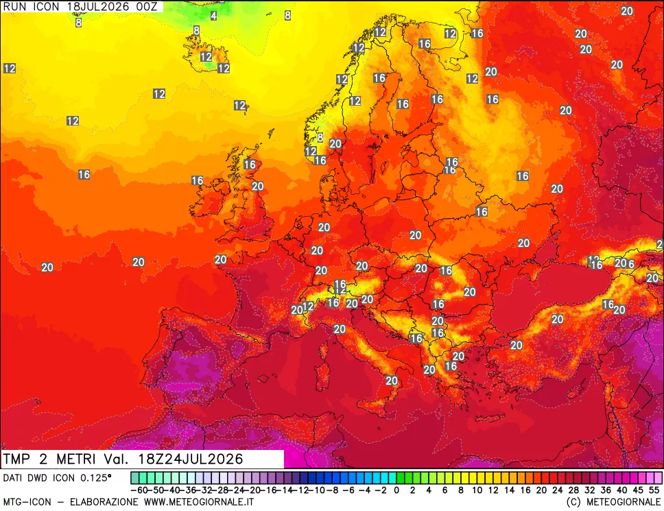 mappa Temp 2 metri