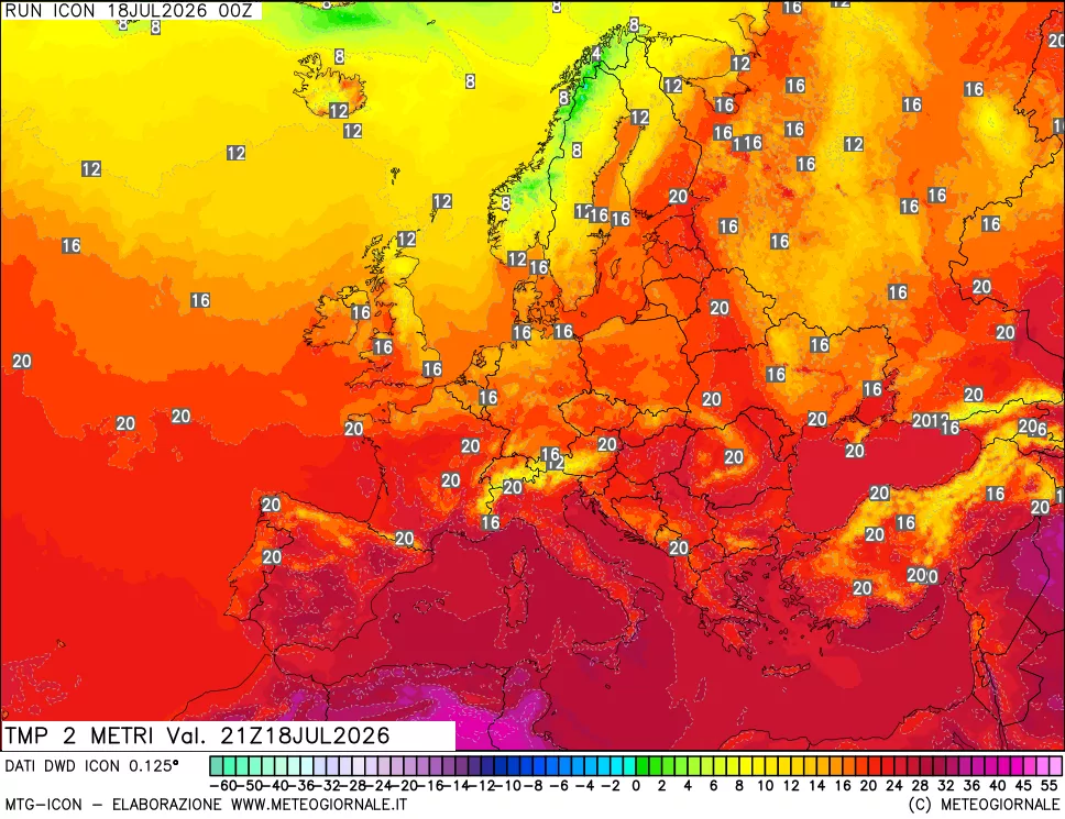 mappa Temp 2 metri