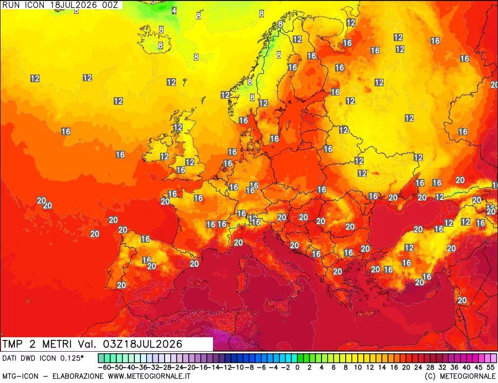 mappa Temp 2 metri