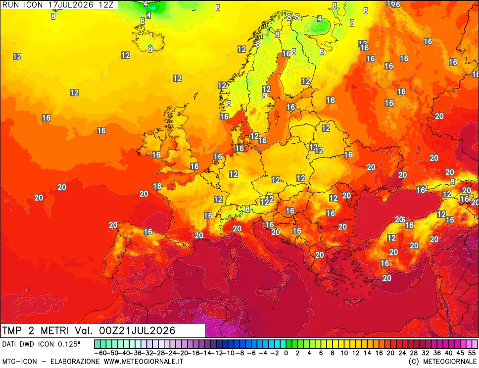 mappa Temp 2 metri