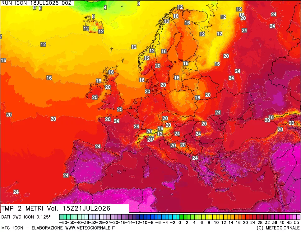 mappa Temp 2 metri
