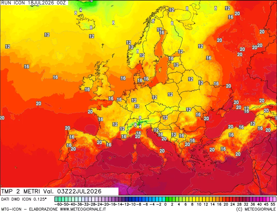 mappa Temp 2 metri