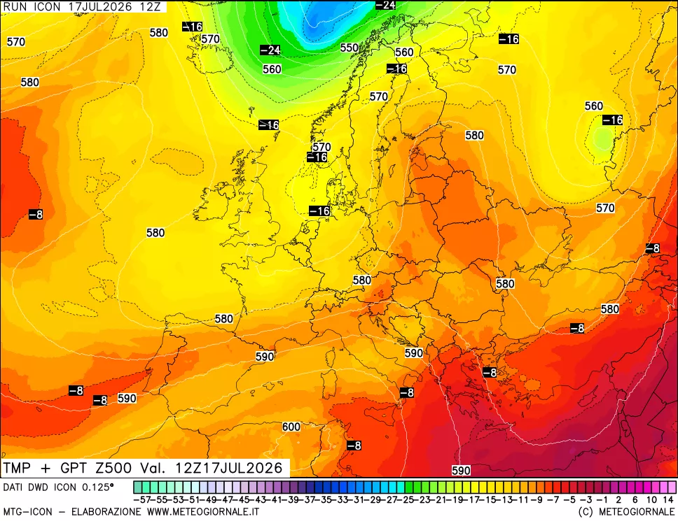 mappa 500 hPa Temp + GPT