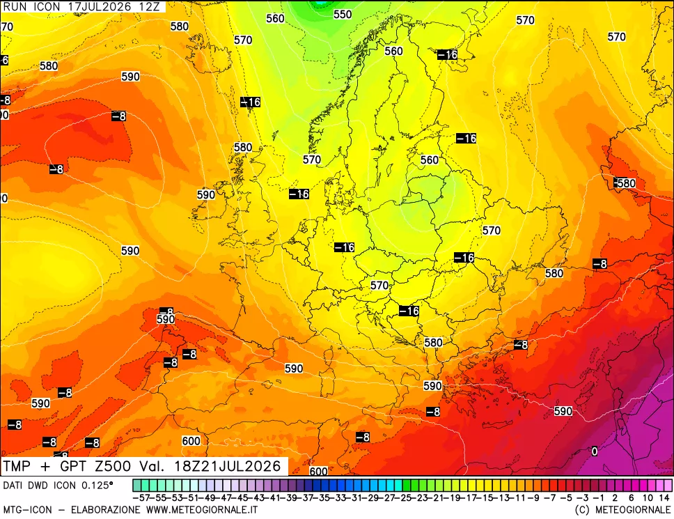 mappa 500 hPa Temp + GPT