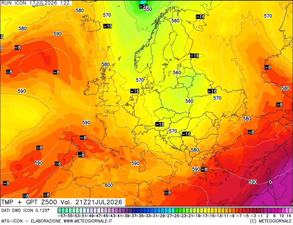 mappa 500 hPa Temp + GPT