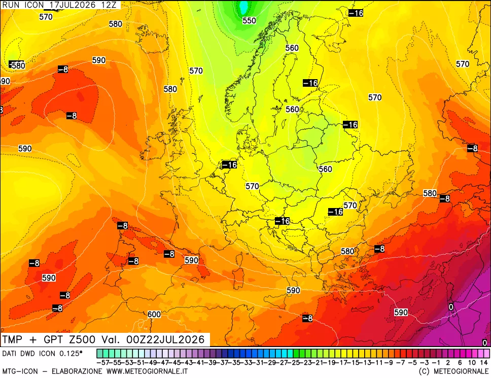 mappa 500 hPa Temp + GPT