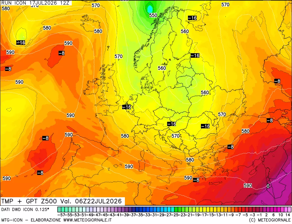 mappa 500 hPa Temp + GPT