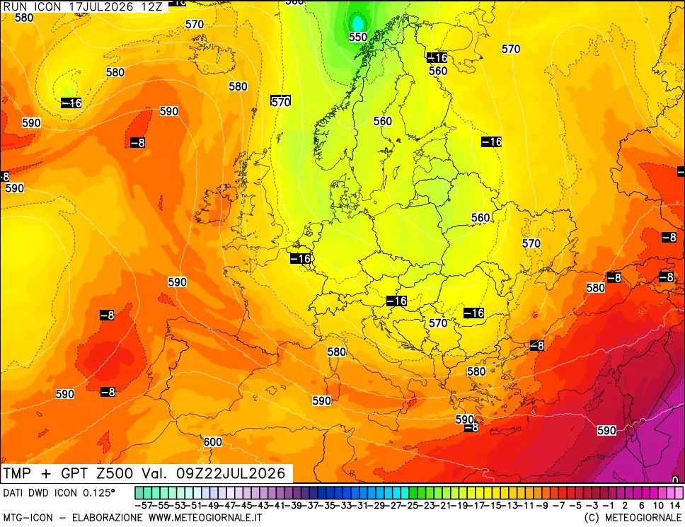 mappa 500 hPa Temp + GPT