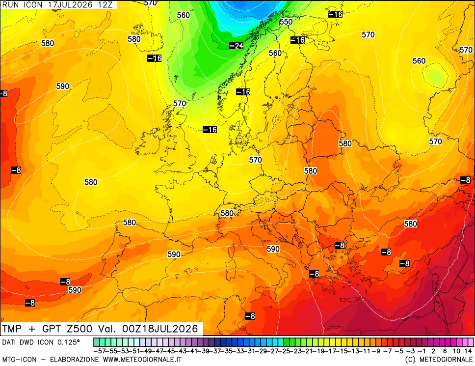 mappa 500 hPa Temp + GPT