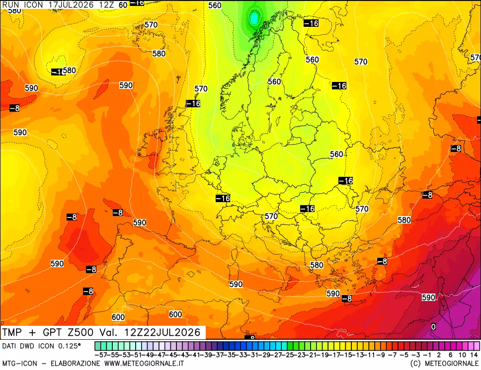 mappa 500 hPa Temp + GPT