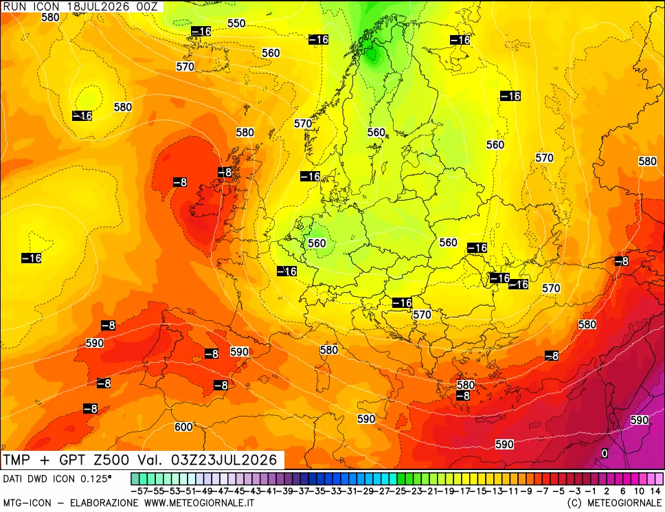 mappa 500 hPa Temp + GPT