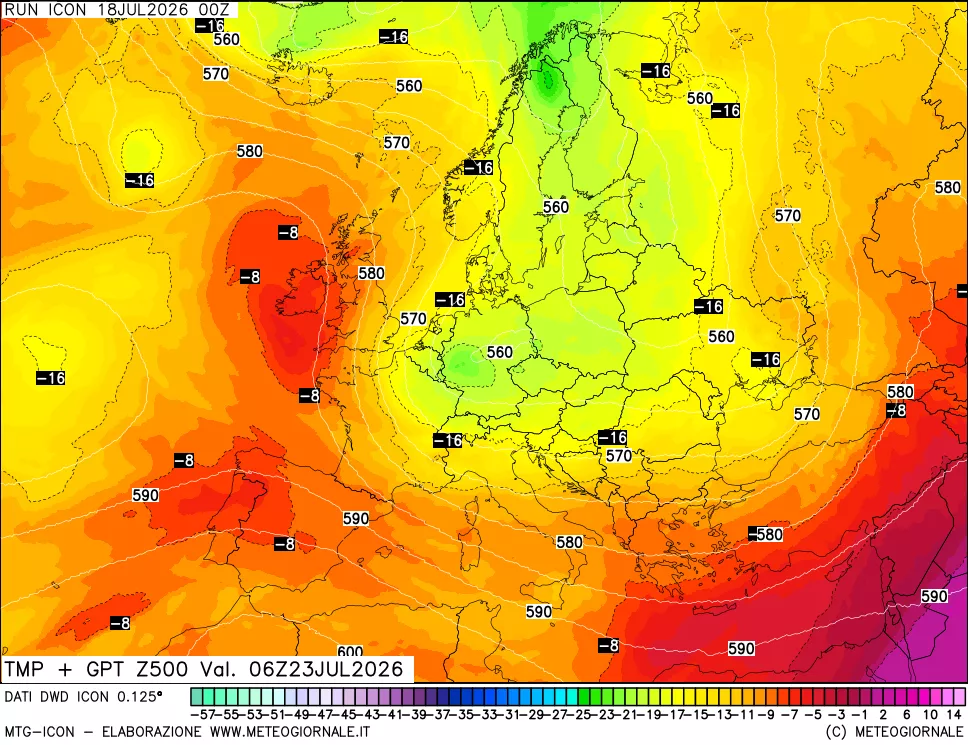 mappa 500 hPa Temp + GPT