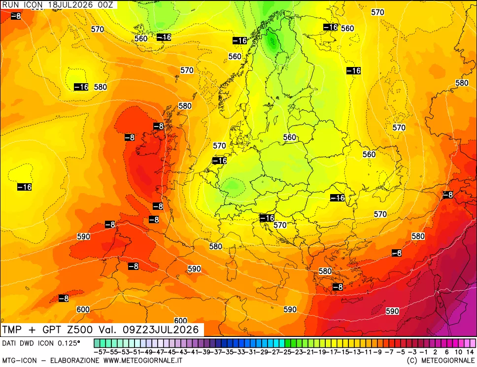 mappa 500 hPa Temp + GPT