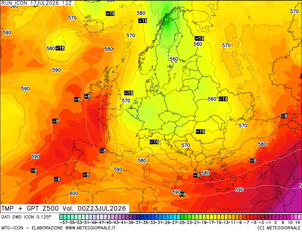 mappa 500 hPa Temp + GPT