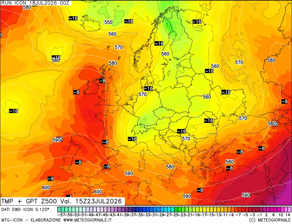 mappa 500 hPa Temp + GPT
