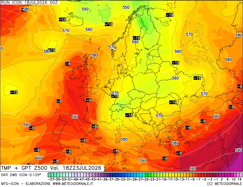 mappa 500 hPa Temp + GPT