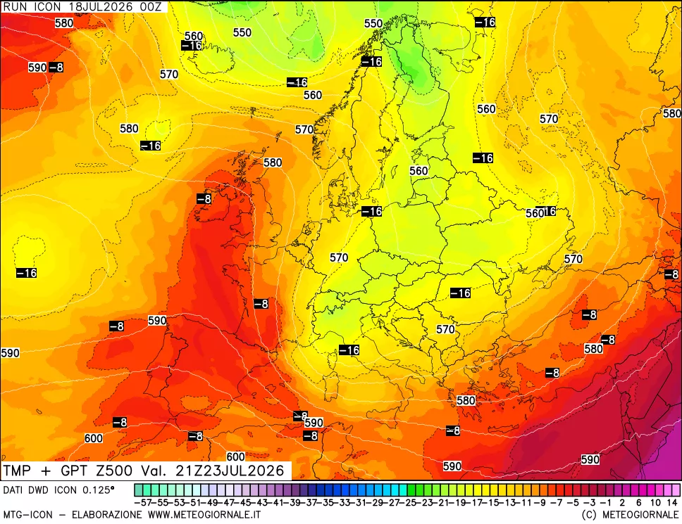mappa 500 hPa Temp + GPT