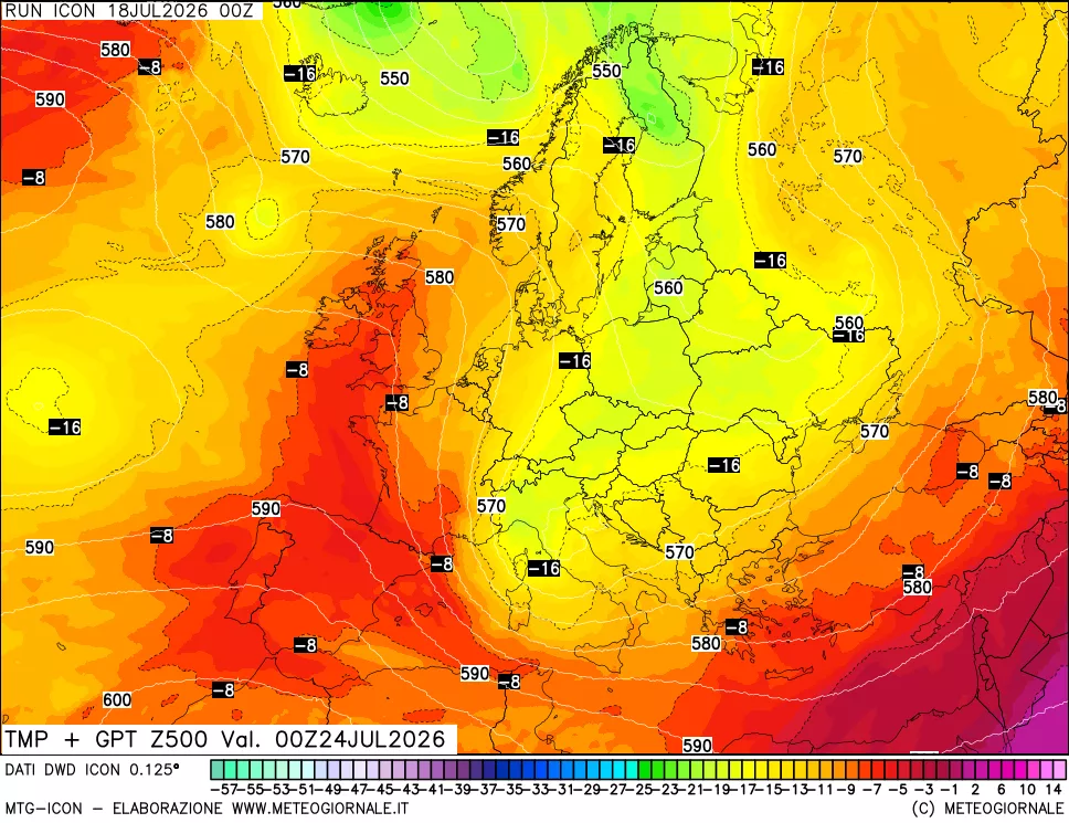 mappa 500 hPa Temp + GPT