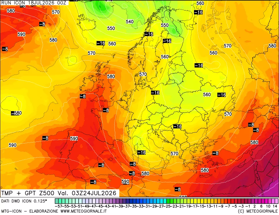 mappa 500 hPa Temp + GPT