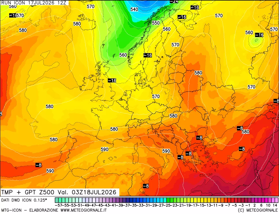 mappa 500 hPa Temp + GPT