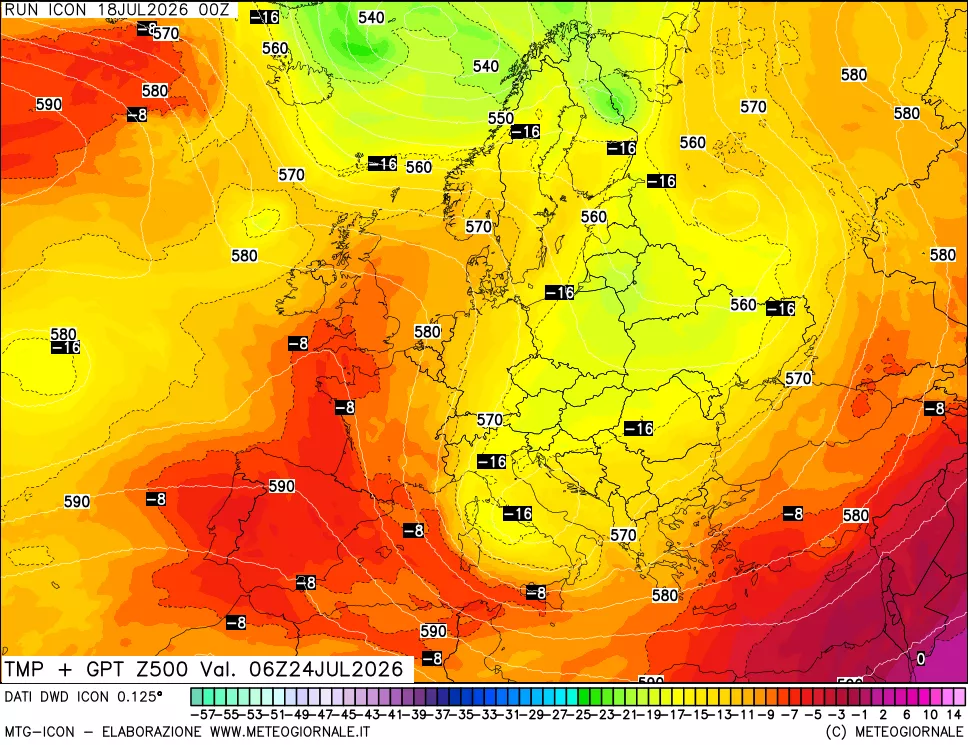 mappa 500 hPa Temp + GPT