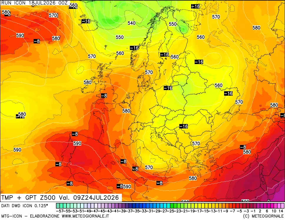 mappa 500 hPa Temp + GPT
