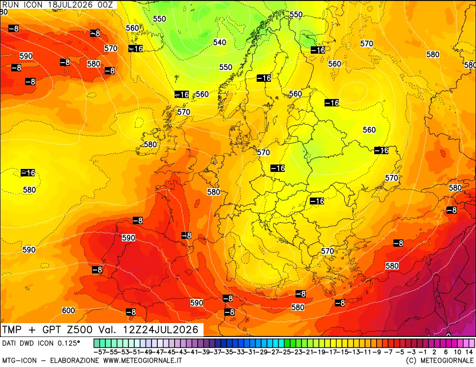 mappa 500 hPa Temp + GPT