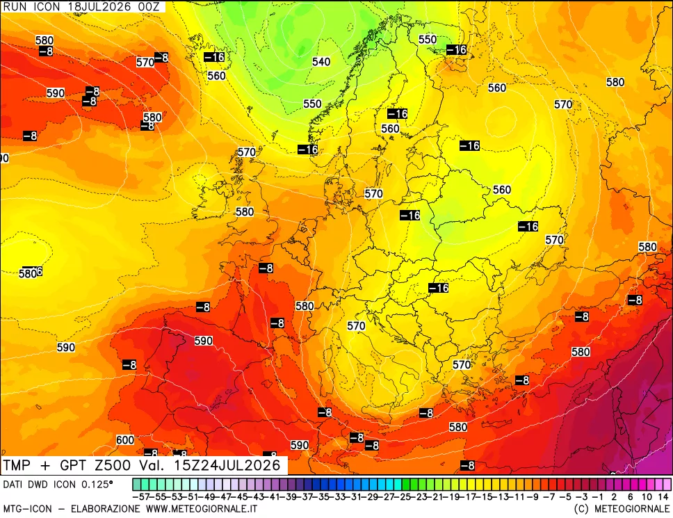 mappa 500 hPa Temp + GPT