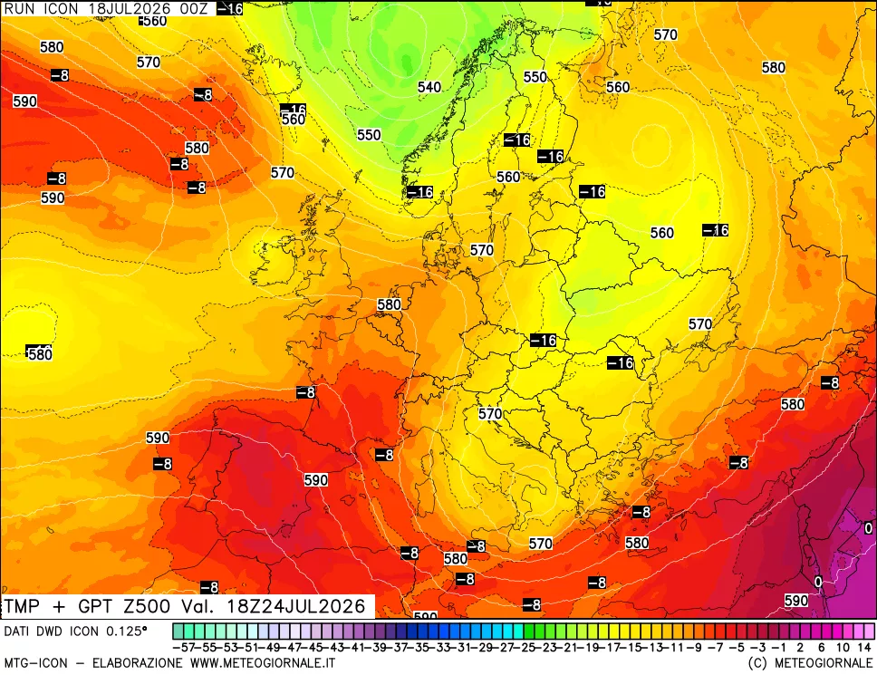 mappa 500 hPa Temp + GPT
