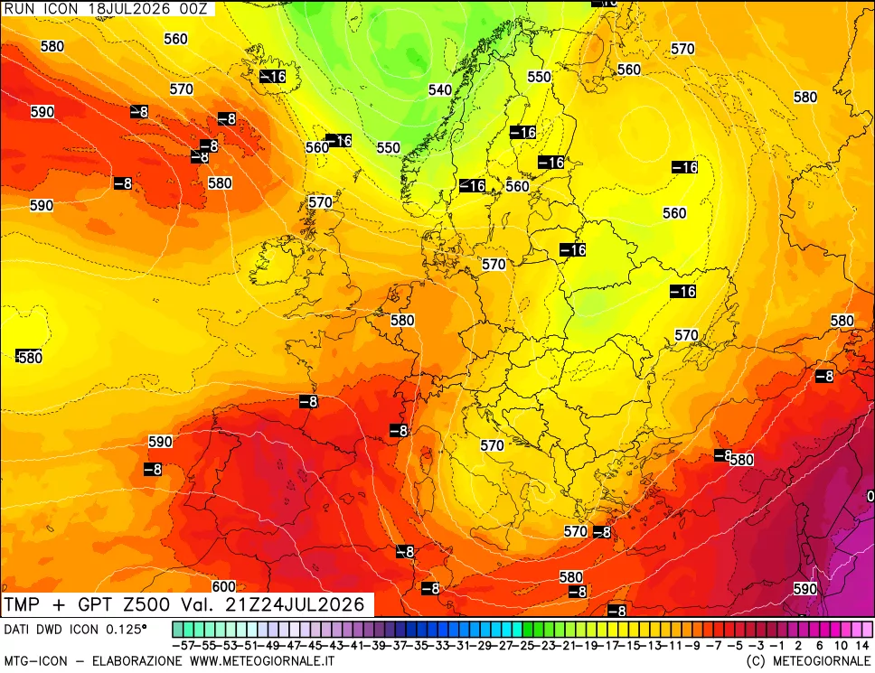mappa 500 hPa Temp + GPT