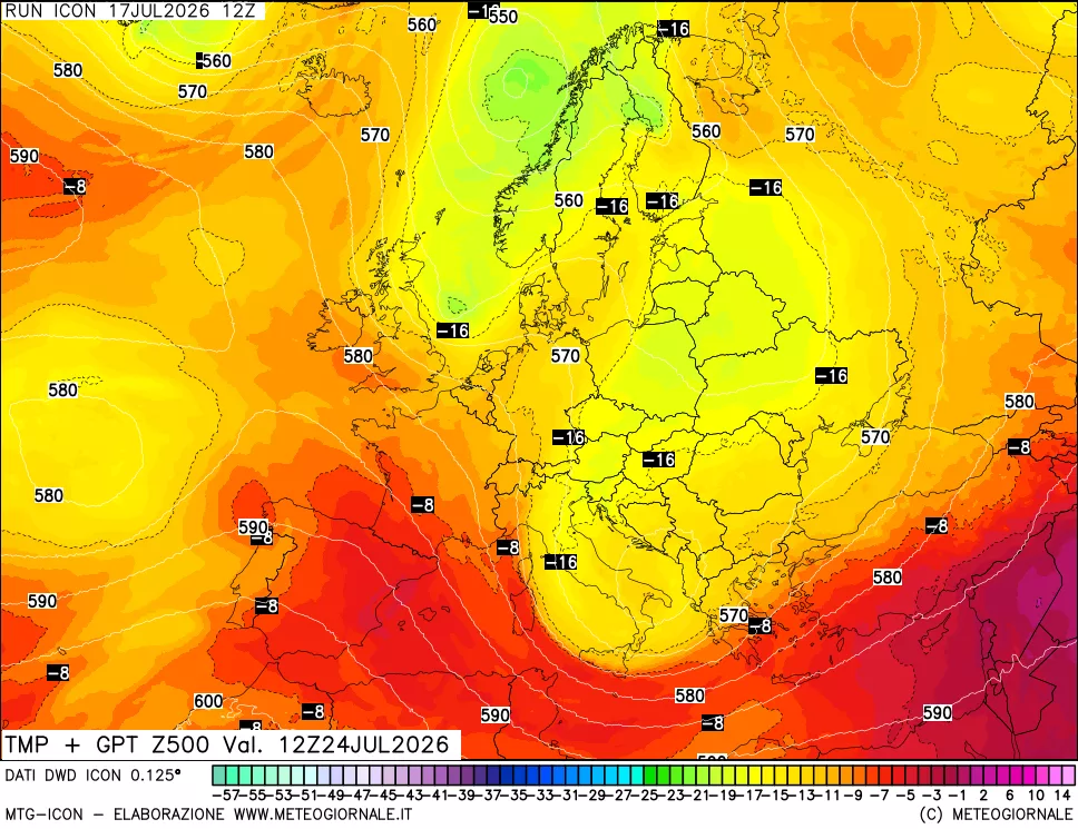 mappa 500 hPa Temp + GPT