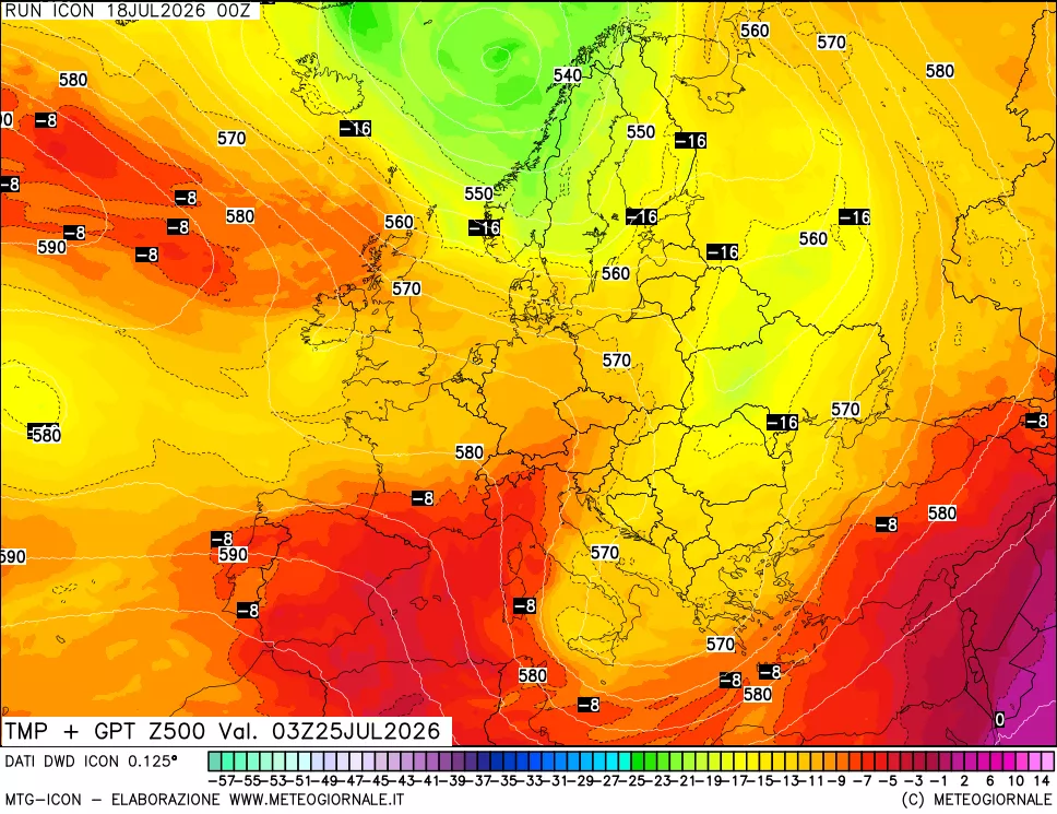 mappa 500 hPa Temp + GPT