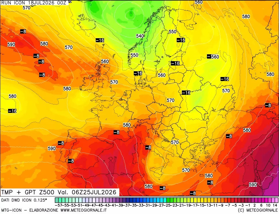 mappa 500 hPa Temp + GPT